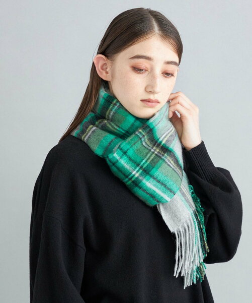《一部予約》チェック ウールカシミヤ ストール◆
